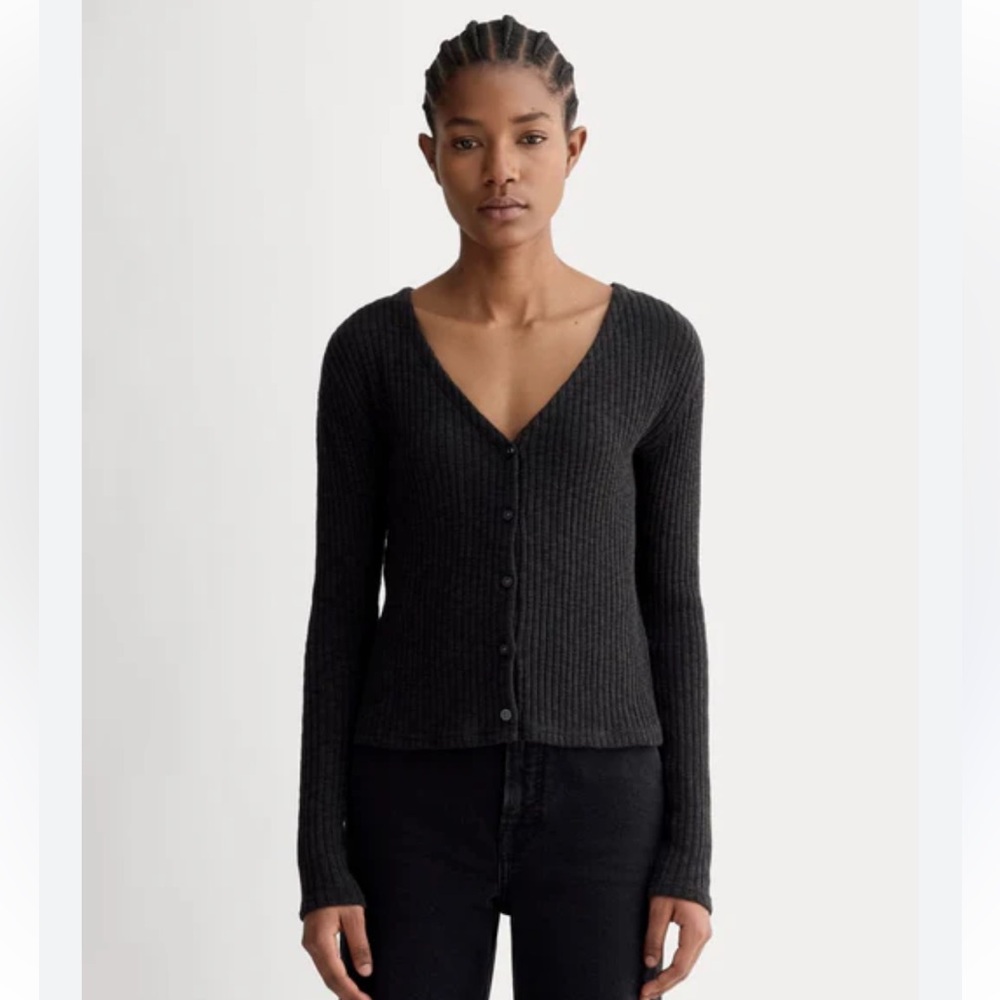 Everlane cozy rib cardigan - black - XS